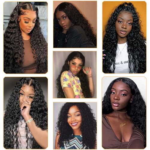 Water Wave Human Hair Bundles Brazilian Remy Water Wave 10A Curly Human Hair 3 Bundles Unprocessed Human Hair Extension Double Weft Natural Color for Black Women 18 20 22inch