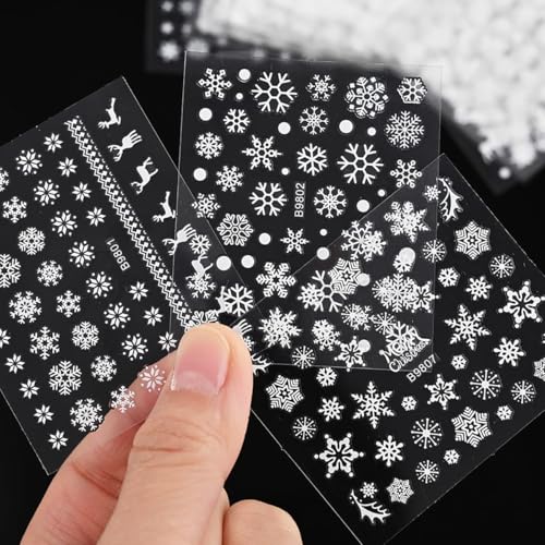 5000Pcs Holiday Nail Art Stickers, Halloween & Christmas Nail Decals 3D Self-Adhesive Santa Claus Snowflake Elk for Xmas Pumpkin Design Sticker for Women Girls DIY Nail Art Decorations