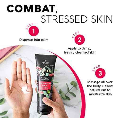Nature's Beauty Elderberry Eucalyptus Stress Relief Body Lotion Multi-Pack - Lightweight, Non-Greasy Restore Moisturizer, Made w/Shea Butter, Avocado Oil and Sweet Almond Oil, 8 oz (2 Pack)