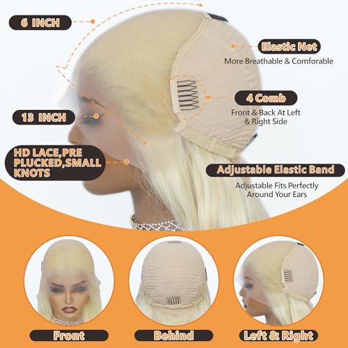 613 13x6 Lace Front Wig Human Hair Blonde Wig Human Hair Body Wave HD Transparent Lace Frontal Wigs Human Hair Pre Plucked for Black Women 180% Density wigs 24 Inch
