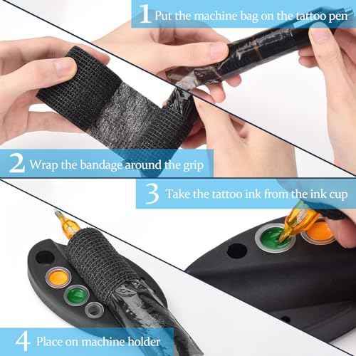 200pcs Tattoo Machine Covers with 4pcs Tattoo Grip Wrap and Tattoo Pen Holder Tattoo Grip Tape Set Tattoo Supplies (Tattoo Pen Bags Set)