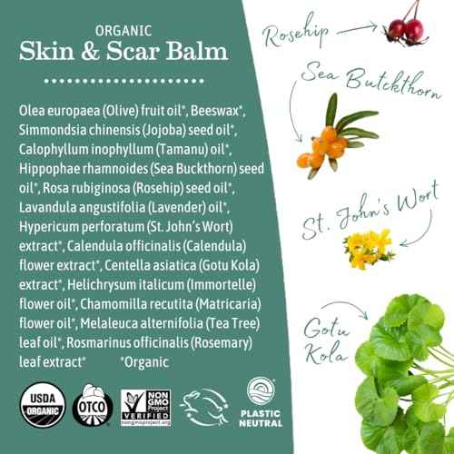 Earth Mama Organic Skin & Scar Balm |C-Section Recovery Skin Care, Pregnancy Stretch Mark Scar Cream with Organic Jojoba Oil, Tamanu Oil & Gotu Kola (2-Pack)