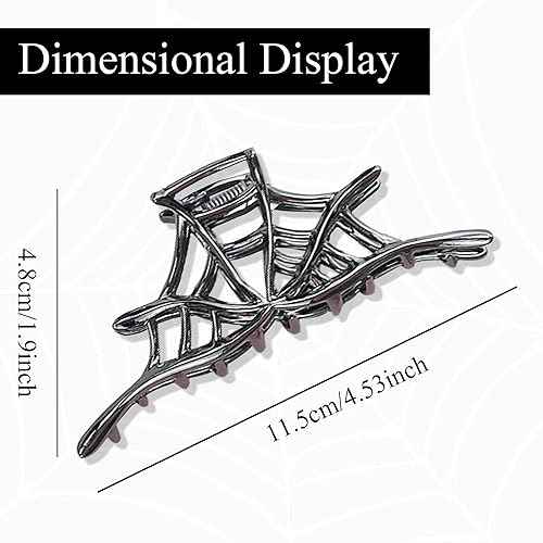 BELSITA Halloween Hair Clip, Metal Black Spider Web Non-Slip Hair Claw Clip, 1Pcs, for Women Girls, Fashion Exquisite Design, Big Hair Clips for Halloween Hair Accessories Supplies