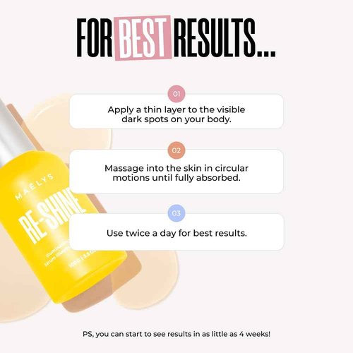 MAËLYS RE-SHINE Illuminating Body Serum - Hyaluronic Acid Body Serum Targets The Look Of Dark Spots & Improves The Look Of Uneven Skin Tone