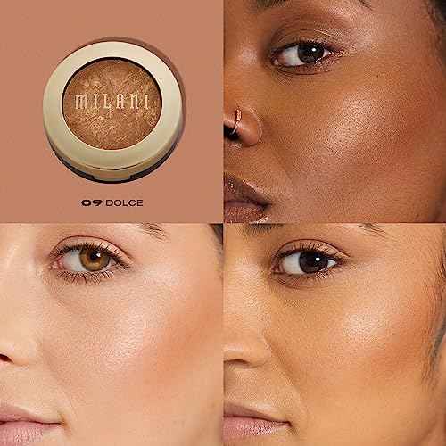 Milani Bronzer Powder - Baked Bronzer Made in Italy, Bronzing Shimmer Highlighter Makeup for Contour -Dolce