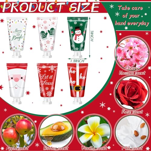96 Pieces Christmas Hand Cream Gift Set Mini Travel Size Lotion Bulk Beauty Advent Calendar 2024 Holiday Stocking Stuffers for Women Mom Cowrkers Dry Cracked Hands, 30 ml, 6 Natural Plant Fragrances