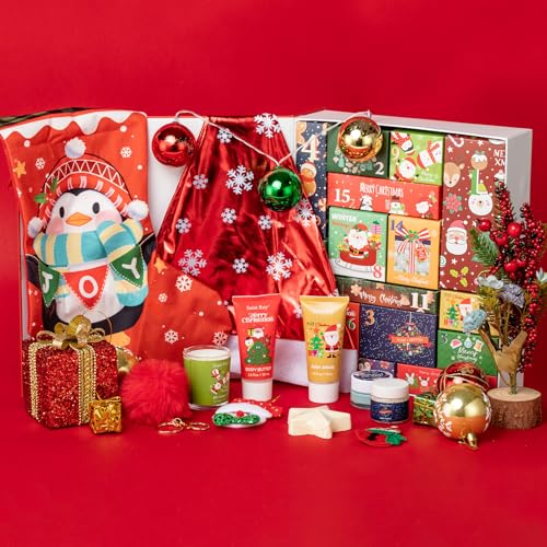 Christmas Gift Set, Bath and Body Gifts Sets for Women, Christmas Spa Gift Baskets for Women, Skincare Beauty Advent Calendar