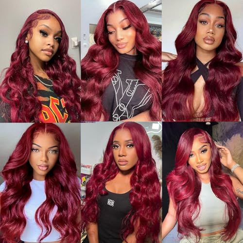 99J Human Hair Bundles Burgundy Body Wave 3 Bundles 20 22 24 Inch Brazilian Unprocessed Virgin Hair Red Bundles Human Hair Extensions 300g