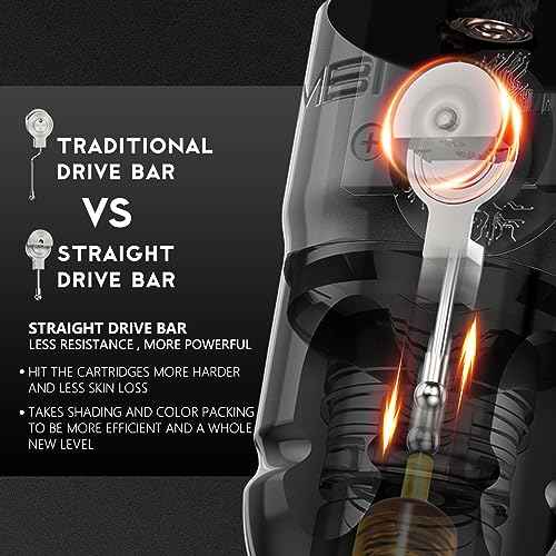Ambition Lutin Rotary Tattoo Gun with Straight Drive Bar - Short Tattoo Machine Pen with Brushless Motor Strong Power Low Vibration with RCA Cord for Professional Tattoo Artist