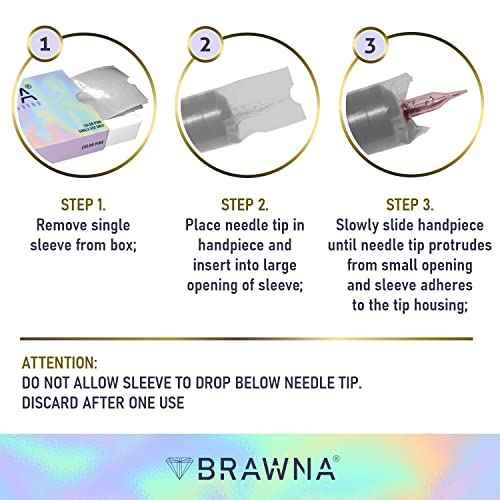 BRAWNA 220 Pack PMU Machine Pen Cover - Microneedling Machine Sleeve - PMU Supplies - Color - Clear