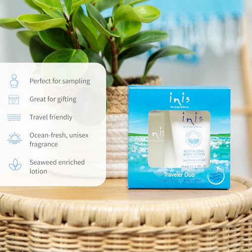 Inis the Energy of the Sea Cologne & Body Lotion Sampler Set - Travel Size Toiletries for Women and Men - Unisex Ocean Fresh Fragrance