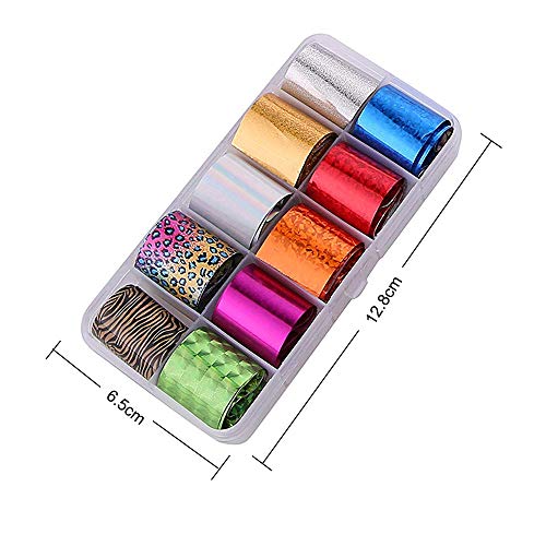 40 Rolls Starry Sky Nail Foil Adhesive Transfer Sticker Tips, EBANKU Nail Art Stickers Tips Wraps Foil Transfer Adhesive Glitters Acrylic DIY Decoration Kit(4 Boxes)