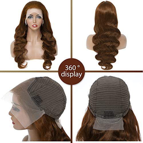 Chocolate Brown Lace Front Wig Human Hair 150% Density Auburn 13X4 Body Wave Lace Front Wig Human Hair Colored Hd Transparent Glueless Wigs Pre Plucked 26Inch