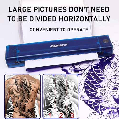 Aimo T08F Wireless Tattoo Stencil Printer - Bluetooth Tattoo Transfer Machine for Long Image Printing Compatible with iPad/Tablet/PC, for Tattoo Artists & Beginners