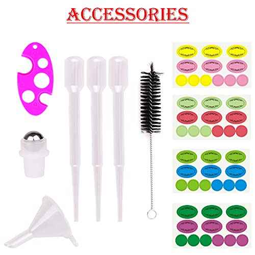 inice 24 Pack,10ml Roller Bottles for Essential Oils Cobalt Blue Glass Stainless Steel Roll On Ball Bottles for Travel