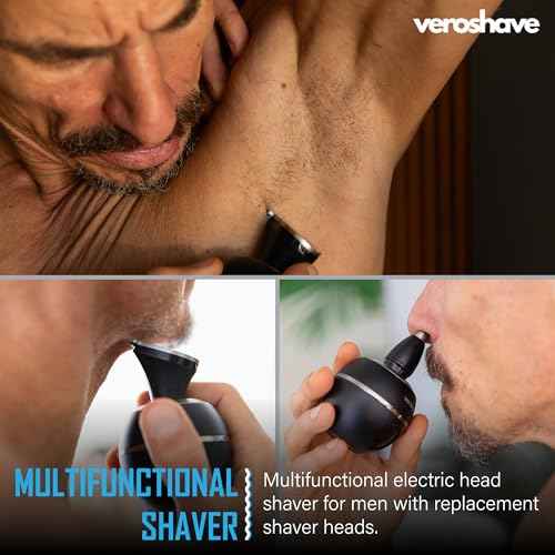 Veroshave 7-Blade Bald Head Shaver for Men - Cordless Hair Shaver for Men Bald, Rechargeable Head Trimmer for Men Bald Head, Mess-Free & Full-Shave Travel-Friendly Grooming Kit with Curved Blades