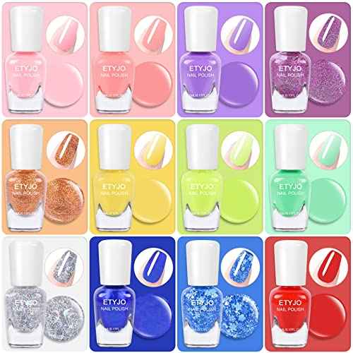 12 Rainbow Colors Peel-Off Kids Washable Quick Dry Girls Nail Polish Kit for Kids Teen Little GirlsToddler Ages 3-12