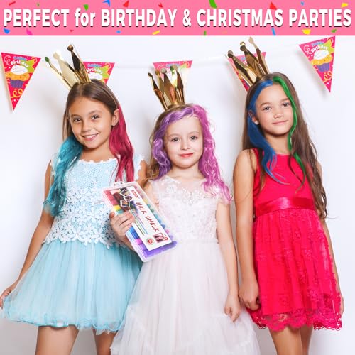 Hair Chalk 12 Color, Hair Chalk for Girls, Washable Hair Color Dye for Girls,Age 4 5 6 7 8 9 10 New Year Birthday Cosplay DIY -PINK