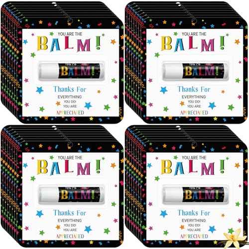 5 Pack Employee Appreciation Gifts Bulk Lip Balms Teacher Staff Team Thank You Gifts You're the Balm Fall Thanksgiving Christmas Appreciation Party Favors for Coworkers Women Men Volunteer