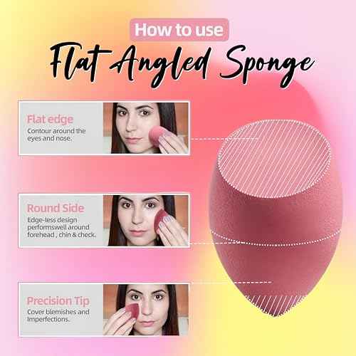 Makeup Sponge Set BS-MALL with Storage Case 7 Pcs for Liquid, Cream, and Powder,SAVE Foundation with 1 Mini Makeup Sponge For Travel Daily Use (A-Pink£©
