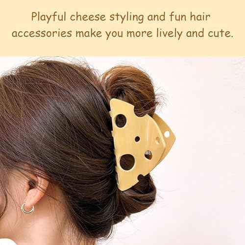 1pcs fashionable, cute, and creatively designed yellow cheese hair clip, ponytail, claw clip, simple style hair accessory gift for girls, sturdy hair clip, anti slip hair clippers