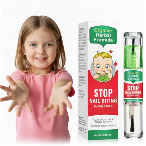 Nail Biting Treatment for Kids, Nail Biting Prevention, Stop Thumb Sucking Deterrent, Protect & Repair Nails, Safe & Mild Ingredients, Stop Nails Biting for Kids, Easy Brush, Day Night Care, 10 ML