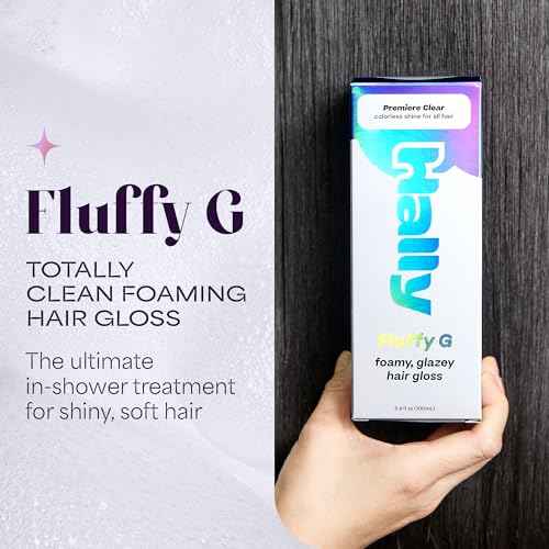Fluffy G Hair Gloss by Hally Hair, (Clear) - 3.4 fl oz - Hair Glaze for Color-Treated, Fine, Dry & Frizzy Hair - High Shine Shiny Hair Products for Vibrant, Fluffy & Fuller-Looking Hair