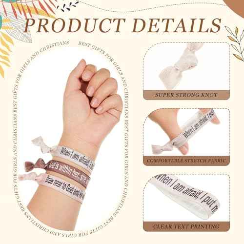48 Pcs Christian Gifts Bulk for Women Bible Verses Christian Hair Ties Motivational Religious Gifts Bracelet Inspirational Elastic Wristbands Church Gift for Women(Pastel)