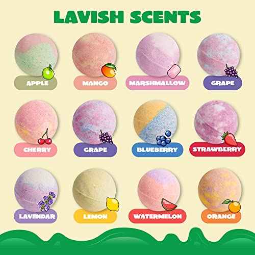 JOYIN Big Bath Bombs for Kids with Mochi Toy, 12 Pack Bubble Bath Bombs with Surprise Toy Inside, Natural Essential Oil SPA Bath Fizzies Set, Party Favors for Boys Girls Birthday Gifts