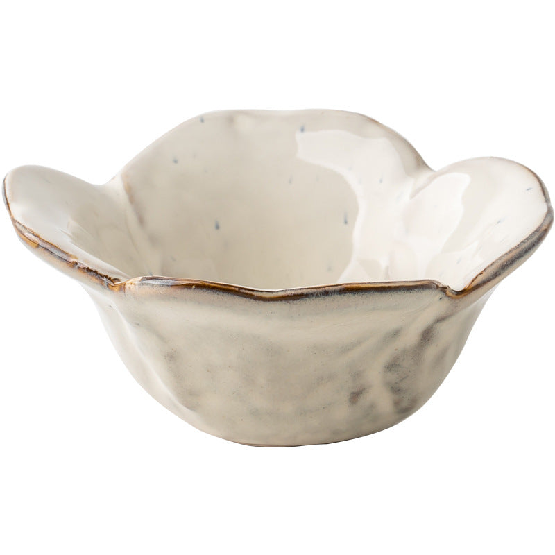 Ceramic Petals Seasoning Dish - White Porcelain Tableware for Kitchen