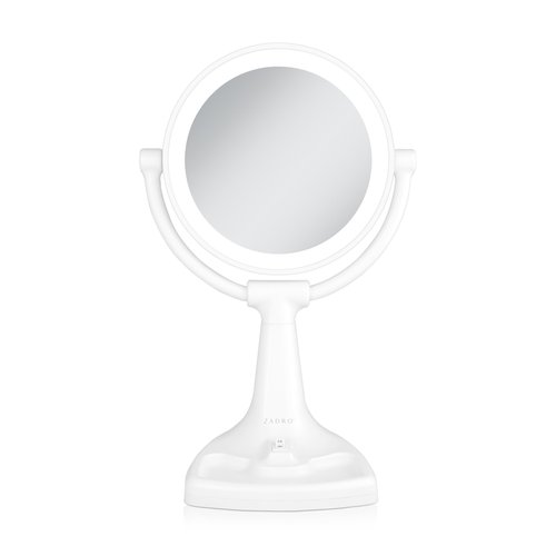 Zadro 11" Fluorescent Lighted Makeup Mirror with 10X/1X Magnification and Tray