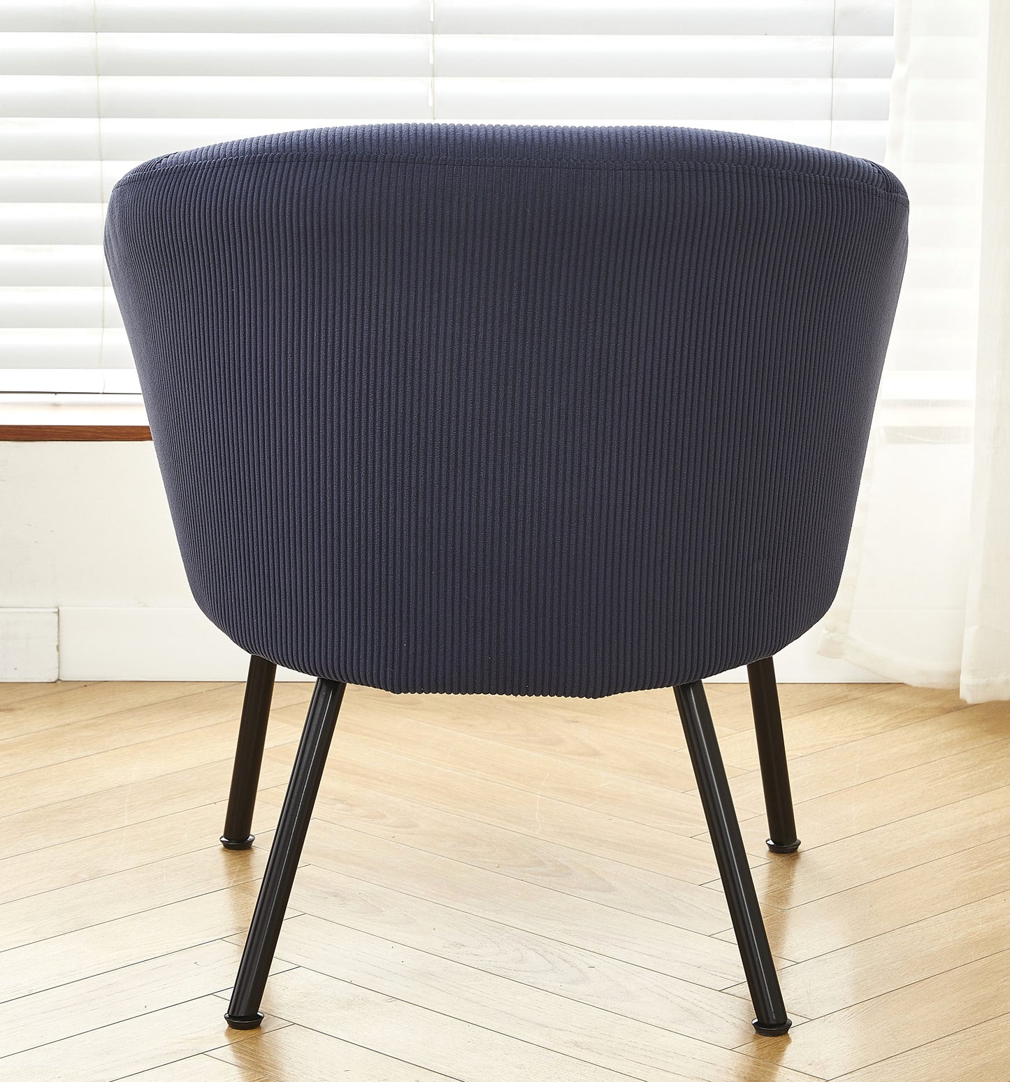 Corduroy Accent Chair With Black Metal Legs, Modern Upholstered