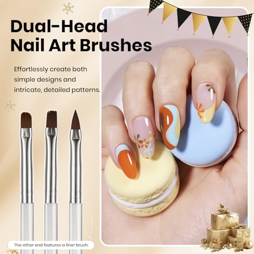Beetles 31pcs Nail Art Brushes, Dotting Tools, Nail Art Pens, Dust Brush, Striping Liner Fingernail Drawing Pens with Palette Holder All in One for Starter Manicure Design Set