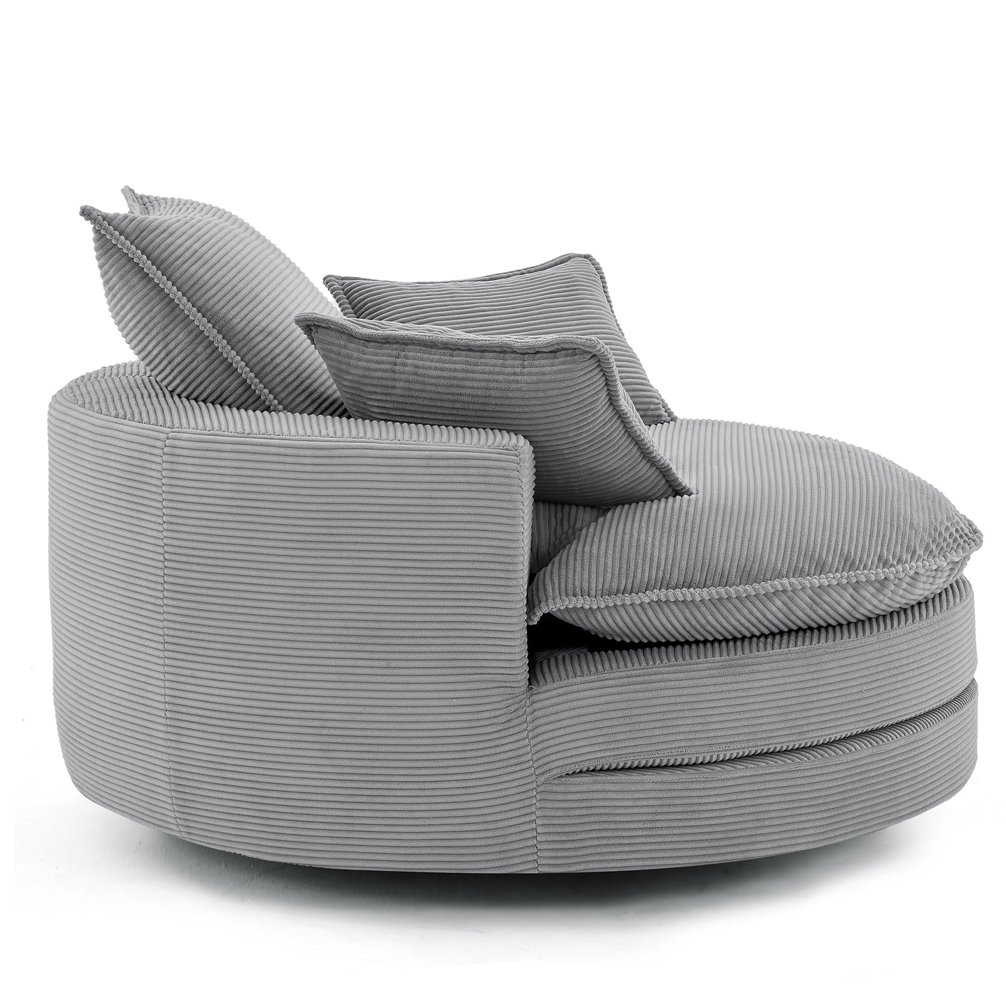 360° Swivel Barrel Chair with Dual-Layer Cushion - Grey