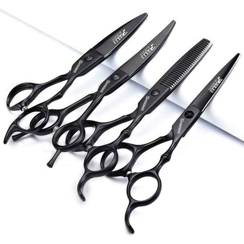 6 Inch Black Hairdressing Scissors Salon Hairdressing Tool Stainless Steel Hair Cutting Hair Thinning Hairdressing Scissors (6 inch 4PC)