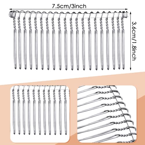 5 Pieces Hair Combs for Women Accessories Metal Bridal Hair Comb 20 Teeth Wedding Veil Comb Decorative for Women Fine Hair(White K)