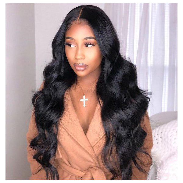 13x5 Lace Front Body Wave Human Hair Wig - Natural Black