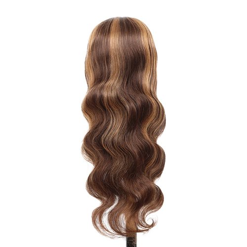 YiweYowe 34 Inch P427 Blonde Headband Wig Human Hair 150% Density Grade 8A Unprocessed Brazilian Virgin Hairs Machine Made Highlight Brown Body Wave Headband Wig Human Hair None Lace Front Wig