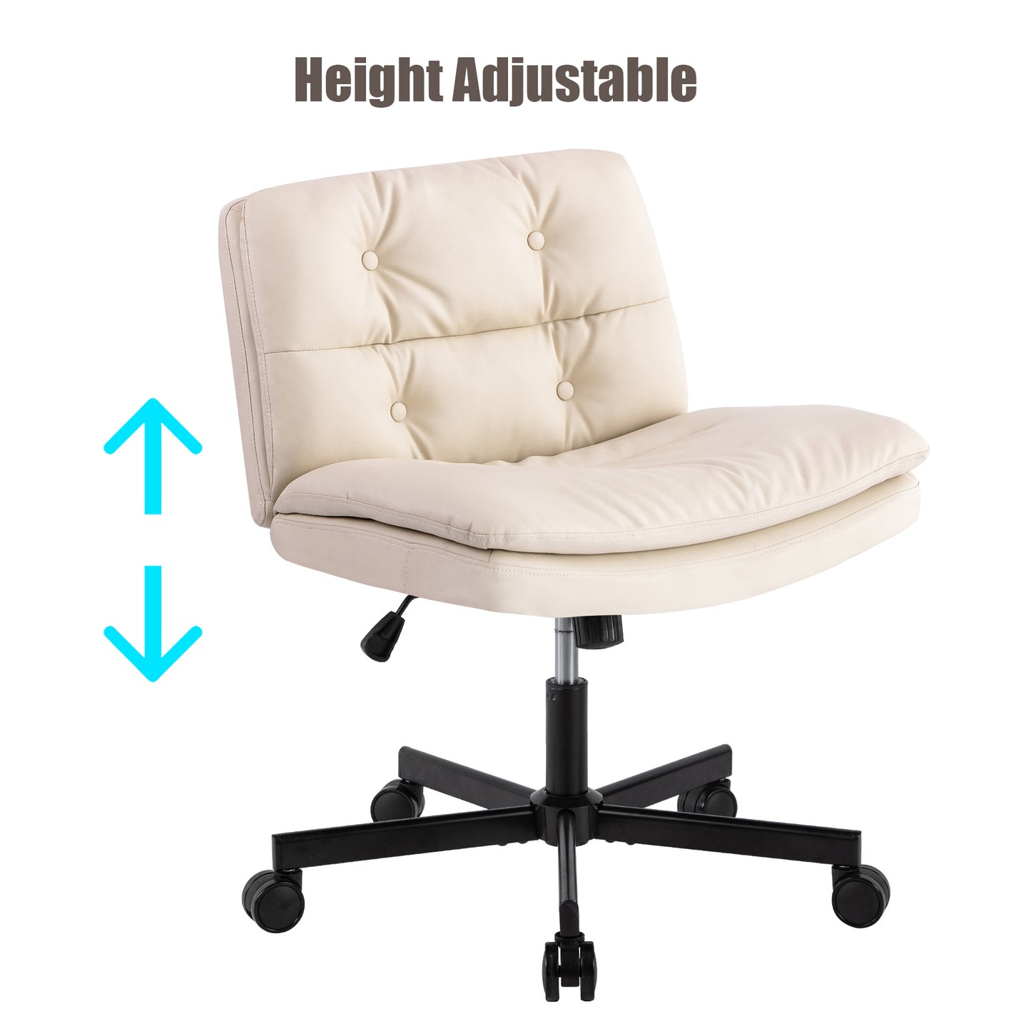 360° Swivel Home Office Desk Chair - Adjustable Height, Beige