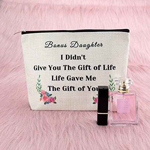 Sfodiary Bonus Daughter Gifts Makeup Bag Step Daughter Adoption Gifts from Stepmom Stepdad Wedding Present Cosmetic Bag Christmas Valentines Day Birthday Present Travel Pouch