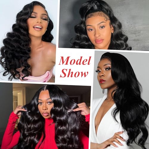 13x4 Lace Front Wig Human Hair Body Wave Natural Black 180% Densit HD Transparent Lace Pre Plucked Glueless Wigs Brazilian Virgin Human Hair for Women 18inch
