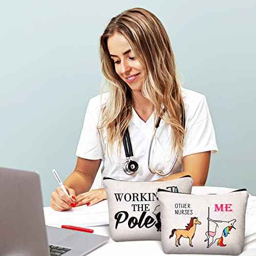 Pinkunn 9 Pcs Nurse Makeup Bags Nursing Gifts for Women Cosmetic Bag with Zipper Nursing Travel Toiletry Bag Accessories Survival Kit for Birthday Gift Funny for Nurses Student Thank You Christmas