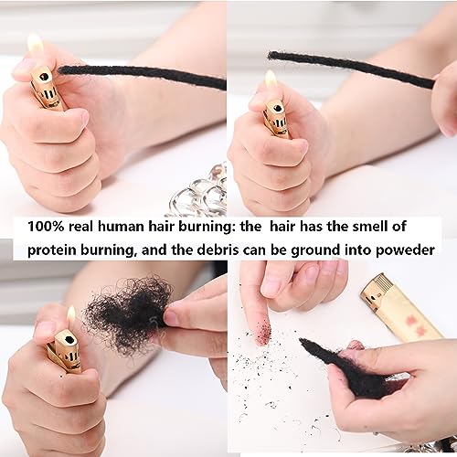 4 inch 0.4cm Thickness Loc Extensions Human Hair 100 Strands Dreadlock Extensions Human Hair For Women Men 100% Full Handmade Permanent Loc Extensions Can Be Dyed And Bleached Curled (Natual Black)
