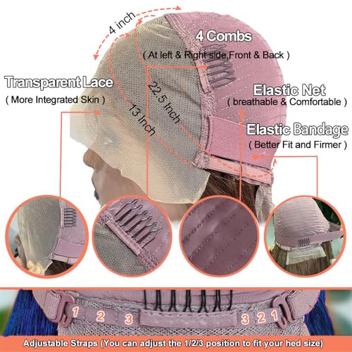 Blue Lace Front Wigs Human Hair Body Wave 13X4 HD Dark Blue Lace Front Wig Human Hair Wear and Go Glueless Navy Blue Wig Human Hair Pre plucked with Baby Hair Royal Blue Frontal Wigs For Black Women