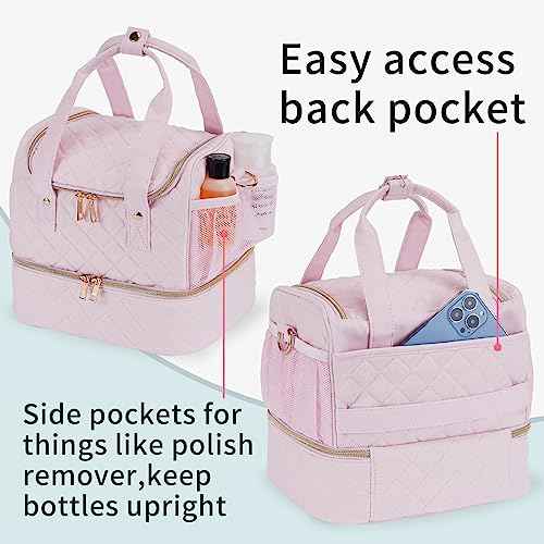 Nail Polish Organizer Case Fits Nail Lamp and 30 Bottles,Nail Organizers and Storage for Nail Tech Travel,Pretty Nail Polish Storage Bag Fits Nail Kit & Manicure Tools (Patented)