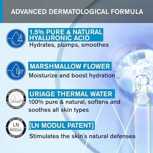 URIAGE Serum Booster H.A. | 1.5% Pure & Natural Hyaluronic Acid | Hydrates, Plumps, Smooths, Paraben Free, Non-Comedogenic, 30 mL / 1.01 oz