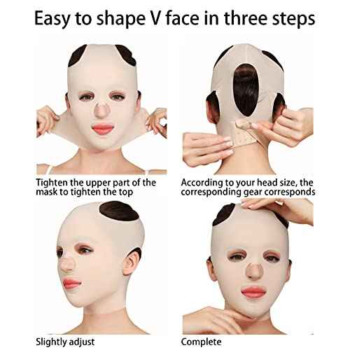 Facial Slimming Strap,Facial Slimming Mask Chin Strap Three Dimensional V Shaped Face Slimming Belt Eliminates Sagging Skin And Improves Contour (Full face)