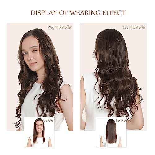 Sisily Clip in Hair Extensions Real Human Hair, 22 inch 170g, Medium Light Brown, 100% Brazilian Remy Human Hair Clip in Extensions Soft Straight 7pcs Per Set with 16 Clips Double Weft