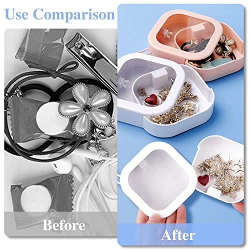 Prudiut) 2pcs Hair Tie Organizer, Hair Tie Holder Clip Organizer Christmas Gifts for Baby Teen Girl Women, Portable Hanging Small Items Desktop Travel Storage Box(Pink and White)