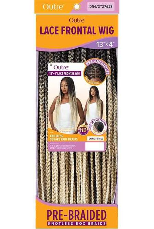 Outre 13x4 Lace Frontal Wig Pre Braided Knotless Box Braids HD Transparent KNOTLESS SQUARE PART BRAIDS (1B)